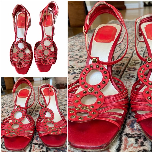 Dior Shoes - Christian Dior Rouge Clair Allegria Strappy (ankle strap) sandals / heels